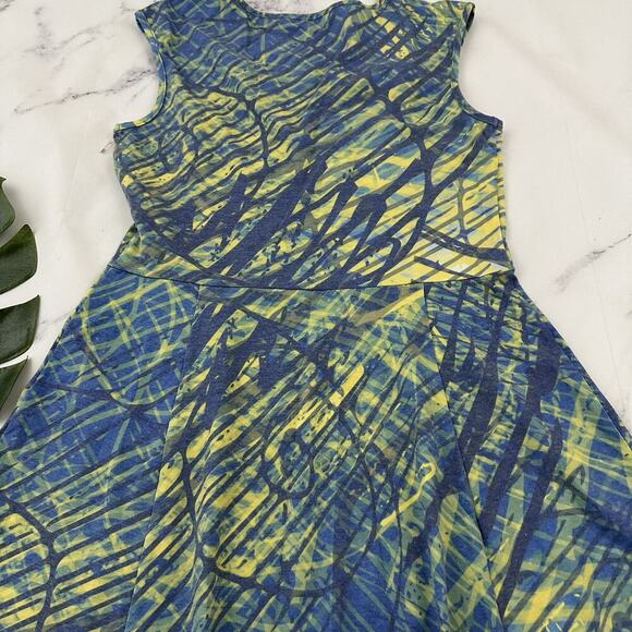 Krimson Klover Ripple Effect Dress Size M New Yellow Blue Fit Flare Geometric - Picture 9 of 10